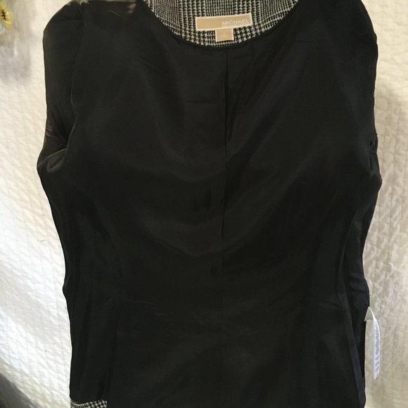 Michael Kors houndstooth blazer w leather details - Picture 8 of 11